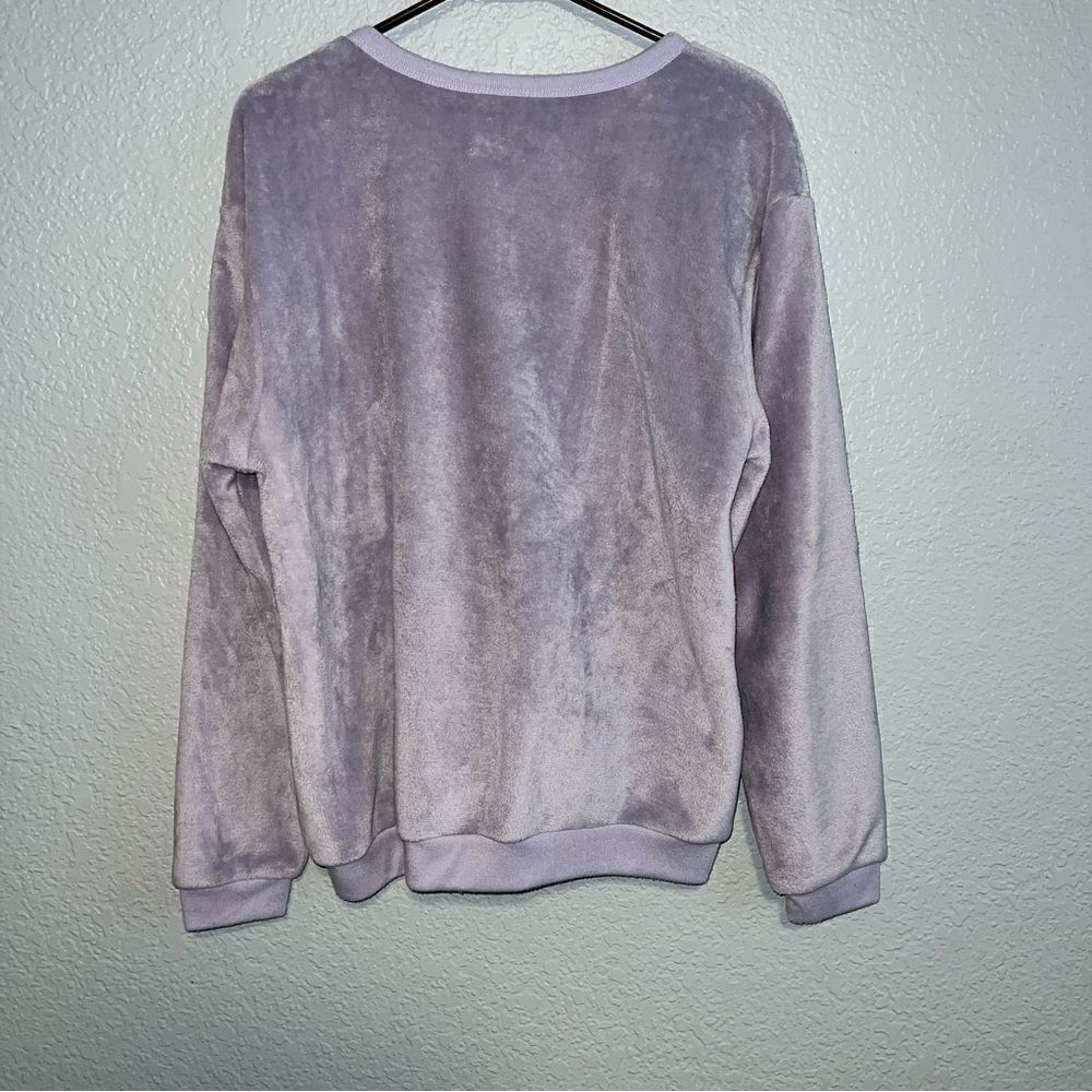 Love Tribe Juniors Round Neck Too Cold To Care Plush Sweatshirt Purple Large - Picture 5 of 7